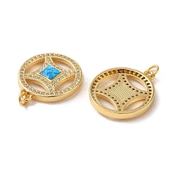 Copper Cash Brass Micro Pave Cubic Zirconia with Synthetic Opal Pendants&nbsp;KK-D096-08G-01