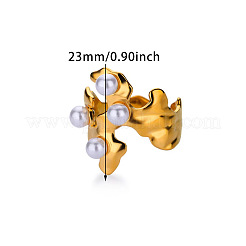 Retro Royal Style 304 Stainless Steel Imitation Pearl Cuff Rings&nbsp;FS-WG343E9-07