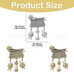 3Pcs 3 Colors Knitting Zinc Alloy Lapel Pins for Backpack Clothes&nbsp;JEWB-CJ0003-56