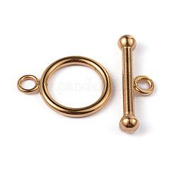 イオンプレーティング(IP) 304 ステンレススチール リング トグル クラスプ  ゴールドカラー  リング：21x16x2mm  バー：25x8x4mm  穴：3mm&nbsp;STAS-L176-13G