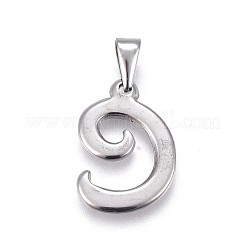 304ステンレスペンダント  ラインストーン付き  文字L  文字.c  23x16x2mm  穴：3~3.5x7.5~8mm&nbsp;STAS-F202-16P-C