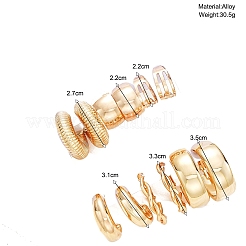 合金フープピアスセット  女性のためのジュリー  ゴールドカラー  22~35mm  6ペア/セット&nbsp;PW-WG5C126-01