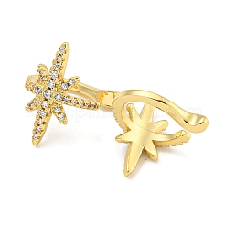 ブラスマイクロパヴェキュービックジルコニアカフイヤリング  女性のための  スター  18KGP本金メッキ  12.5x17mm&nbsp;EJEW-C104-091G