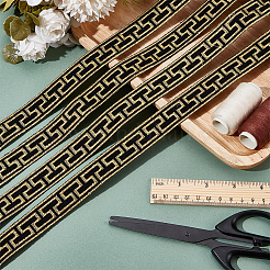ポリエステル刺繍長方形リボンをアイロン接着/縫い付けます。  洋服アクセサリー  ゴールド  7/8インチ（23.5mm）  約4.16ヤード（3.8m）/ロール&nbsp;OCOR-WH0078-178B-02