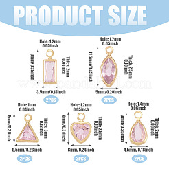 10Pcs 5 Styles Brass Cubic Zirconia Pendants&nbsp;KK-TADJ0001-30A