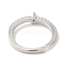 Rack Plating Brass Clear Cubic Zirconia Number 4 Adjustable Rings for Women&nbsp;RJEW-S407-09P-04