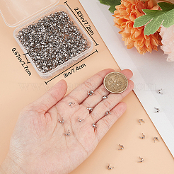 304ステンレススチールボールチープ500個  カロット終了  クラムシェルノットカバー  ステンレス鋼色  6x4mm  穴：1.4mm  内径：3.5mm&nbsp;STAS-BBC0003-58