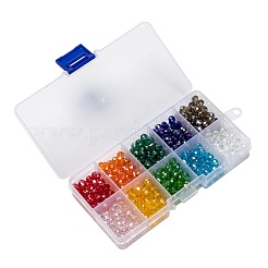 10色の電気メッキガラスビーズ  ABカラーメッキ  多面カット  ロンデル  ミックスカラー  6x5mm  穴：1mm  10色  50個/カラー  500個/箱&nbsp;EGLA-X0006-01B-6mm