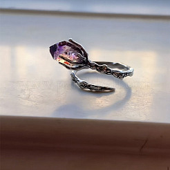 Alloy Glass Cuff Open Rings&nbsp;WG86608-01