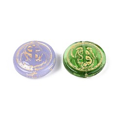 Flat Round with Sea Anchor Glass Beads&nbsp;GLAA-T025-63M