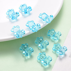透明なアクリルパーツ  多面カット  クマ  ディープスカイブルー  19.5x13.5x10.5mm  穴：1.5mm  約400個/500g&nbsp;TACR-S151-01B-755