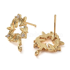 Brass Micro Pave Cubic Zirconia Studs Earring Findings&nbsp;KK-K364-07G