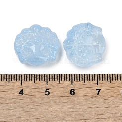 透明ガラスビーズ  京劇のマスク  焼き付け塗料  ライトスチールブルー  17x18x8mm  穴：1.2mm&nbsp;DGLA-E004-11B