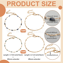 2 Bags 2 Styles Natural Gemstone Beads Bracelet & Dapped Chains Bracelet Set for Women&nbsp;BJEW-GO0001-15
