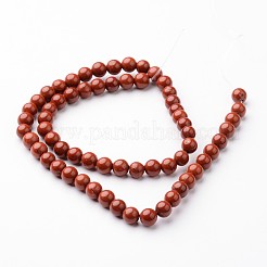 ラウンド天然のレッドジャスパービーズ連売り  6mm  穴：1mm  約63~65個/連  15インチ&nbsp;G-J346-21-6mm