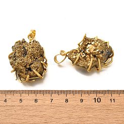 Electroplated Natural Druzy Agate Pendants&nbsp;G-K338-45G-01