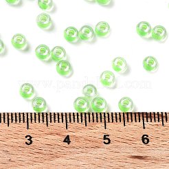 ガラス玉  色の内側  丸い穴  ラウンド  淡緑色  4x3mm  穴：1.4mm  7650個/ポンド&nbsp;SEED-H002-J-A705
