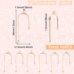 真鍮製のシャンデリアコンポーネントリンク  アーチ  14KGP本金メッキ  38x12.5x1.5mm  穴：1.5mm  16個/箱&nbsp;KK-BC0011-08