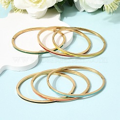 女性用304ステンレススチール製エナメルヒンジ付きバングル  イオンプレーティング（ip）  18KGP本金メッキ  内径：1.93インチ（4.9cm）x2.32インチ（5.9cm）&nbsp;BJEW-D408-39G