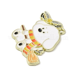 合金エナメルチャーム  犬  ダークオレンジ  27x35x1.5mm  穴：1.8mm&nbsp;ENAM-M218-01C-G