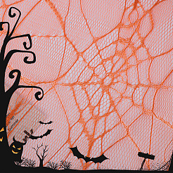 ポリエステルの蜘蛛の巣レース生地  ハロウィン用品  ダークオレンジ  2650x1835x0.1mm&nbsp;DIY-WH20049-44D