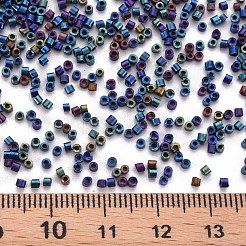 つや消し板ガラスシリンダービーズ  シードビーズ  メタリックカラー  丸い穴  マリンブルー  1.5~2x1~2mm  穴：0.8mm  約8000個/袋  約1ポンド/バッグ&nbsp;SEED-S047-F-001