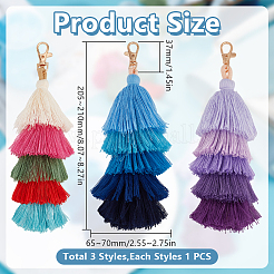 3Pcs 3 Styles Polyester Tassel Big Pendant Decorations&nbsp;HJEW-GO0001-16