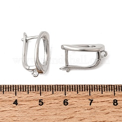 楕円形の真鍮製フープピアスの金具  長持ちメッキ  ループでラッチバック  プラチナ  18x11x12mm  穴：1.4mm  ピン：1.1mm&nbsp;KK-Z154-01P