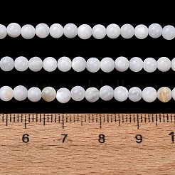 天然淡水シェルビーズ連売り  スムーズなラウンド  ホワイト  4mm  穴：0.6mm  約46個/連  7.17''（18.2センチメートル）&nbsp;SH-CBA2978-07D-03