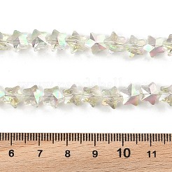 電気メッキ透明ガラスビーズ連売り  スター  多面カット  半分メッキ  ミディアムスプリンググリーン  7.5x8x5mm  穴：0.7mm  約80個/連  21.56''（54.75センチメートル）&nbsp;LS-EGLA-U004-03A-HP06