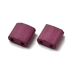 2穴ベーキングペイントガラスシードビーズ  正方形  オールドローズ  5x5x2mm  穴：0.8mm&nbsp;SEED-S023-17C-43