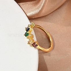 Adjustable Brass Micro Pave Cubic Zirconia Finger Rings&nbsp;RJEW-C163-26A-G