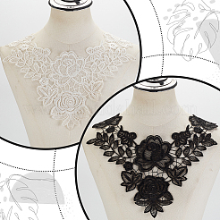 2個 2色刺繍花柄レースカラー  アップリケエッジを縫うネックライントリム服  DIYアクセサリー  ミックスカラー  340x380x1.5mm  1pc /カラー&nbsp;DIY-GA0007-61