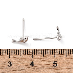 スターリングシルバーのイルカのスタッドピアス925個  プラチナ  5.5x9mm&nbsp;EJEW-R015-01P