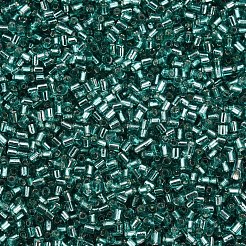 ガラス竹ビーズ  銀並ぶ  ダークターコイズ  1.8~2.2x1.8~2mm  穴：0.8~0.9mm  約15000個/ポンド&nbsp;SEED-S032-08A-51A