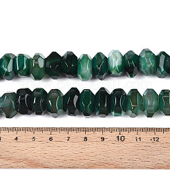 天然石瑪瑙ビーズ連売り  染め  多面カット  ロンデル  濃い緑  11~18x11~18x8~10mm  穴：1.2mm  約40~41個/連  14.57~14.96インチ（37~38cm）&nbsp;G-N356-01A-07