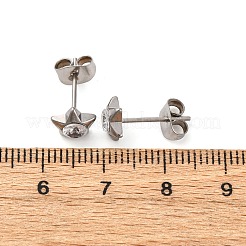 304ステンレススチールクリアキュービックジルコニアスタッドピアス  スター  ステンレス鋼色  7x7.5mm&nbsp;EJEW-Q044-06P