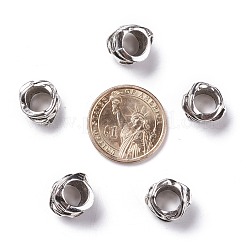 チベットスタイルの合金チューブバレルビーズ  大穴ビーズ  アンティークシルバー  11x15mm  穴：8mm  約270個/1000g&nbsp;TIBEB-LF11253YKG-AS-LF