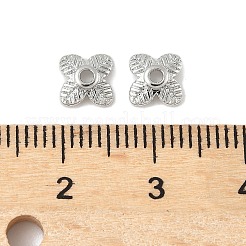 真鍮製ビーズキャップ  4  - 花びらの花  プラチナ  6x6x2mm  穴：1.4mm&nbsp;KK-V015-04P