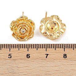 Brass Micro Pave Clear Cubic Zirconia Stud Earrings&nbsp;EJEW-F377-01G