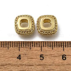 Brass Micro Pave Clear Cubic Zirconia European Beads&nbsp;ZIRC-I070-063G