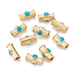 真鍮製チューブビーズ  エナメル  コラム  18KGP本金メッキ  15x8.5x7mm  穴：3.5mm&nbsp;KK-A155-25G