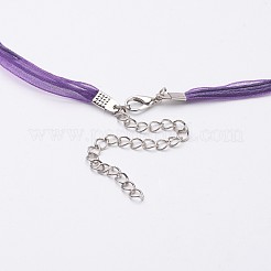 ジュエリー作りのネックレスコード  オーガンジーリボン＆ワックスドコットンコード＆アイアンクラスプ  ミックスカラー  430x6mm&nbsp;FIND-R001-M