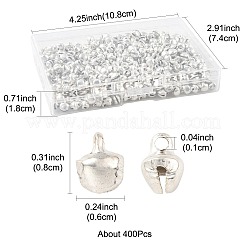鉄製ベルチャーム400個  ハート  クリスマスデコレーションのための素晴らしい  銀  8x6mm  穴：1mm&nbsp;IFIN-FS0001-63S