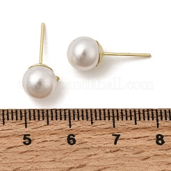 鉄スタッドピアスパーツ  アクリル模造真珠ビーズとループ付き  ライトゴールド  19.5x9mm  穴：1mm  ピン：0.8mm&nbsp;STAS-WH0029-02C-01-1