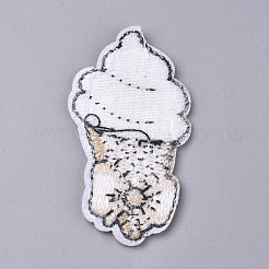 機械刺繍布地手縫い/アイロンワッペン  マスクと衣装のアクセサリー  アイスクリーム  ホワイト  55x30x2mm&nbsp;DIY-L031-020