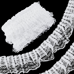 オーガンジーフラワーレースリボン1個  ウェディングドレスの装飾用の花飾り  1pc スレッドボビンホワイトカード  ホワイト  1-3/4インチ（45mm）  約10.94ヤード（10m）/セット&nbsp;OCOR-NB0002-85A