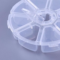プラスチックビーズ収納ケース  フリップトップビーズ収納  8のコンパートメント  ホワイト  10.5x10.5x2.8cm&nbsp;X-C008Y