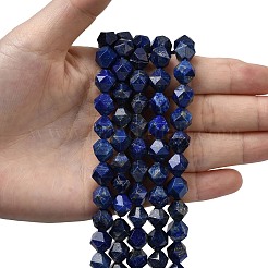 天然石ラピスラズリビーズ連売り  スターカットラウンドビーズ  多面カット  9~10x9~10x9~10mm  穴：1~1.4mm  約38~40個/連  14.88''（15.08''センチメートル）&nbsp;G-Z119-A39-03