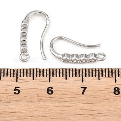 真鍮製のラインストーンのピアスフック  プラチナ  17x3mm  穴：1.4mm&nbsp;KK-C261-01B-P